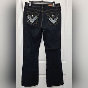 COS Jeans Women's 12 (33x32) Blue Flare Bootcut Denim Dark Wash High Rise GUC